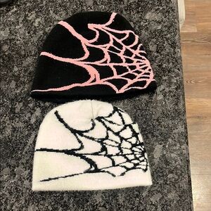 Spider Web Beanies - Black and White